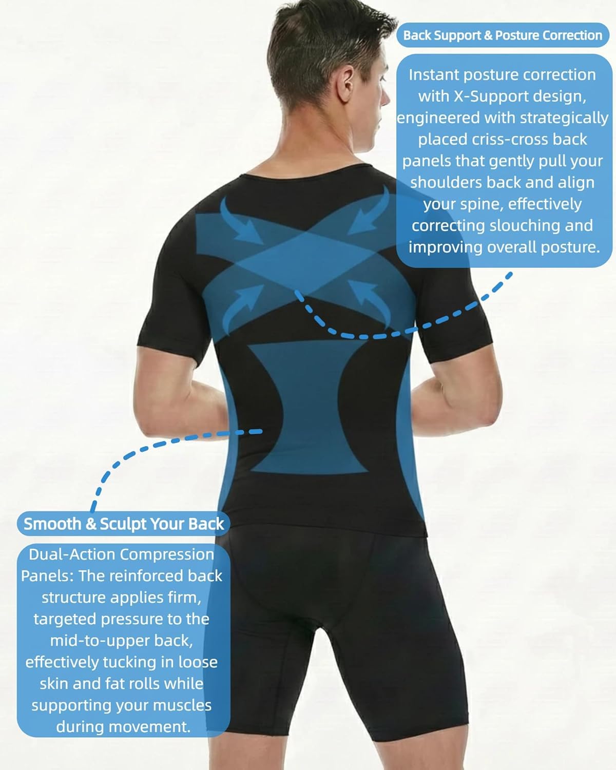 MANIFIQUE Gynecomastia Short Sleeve Slimming Compression Shirt Men, Shapewear Mens Tank Top Body Shaper, Athletic Workout Shirts