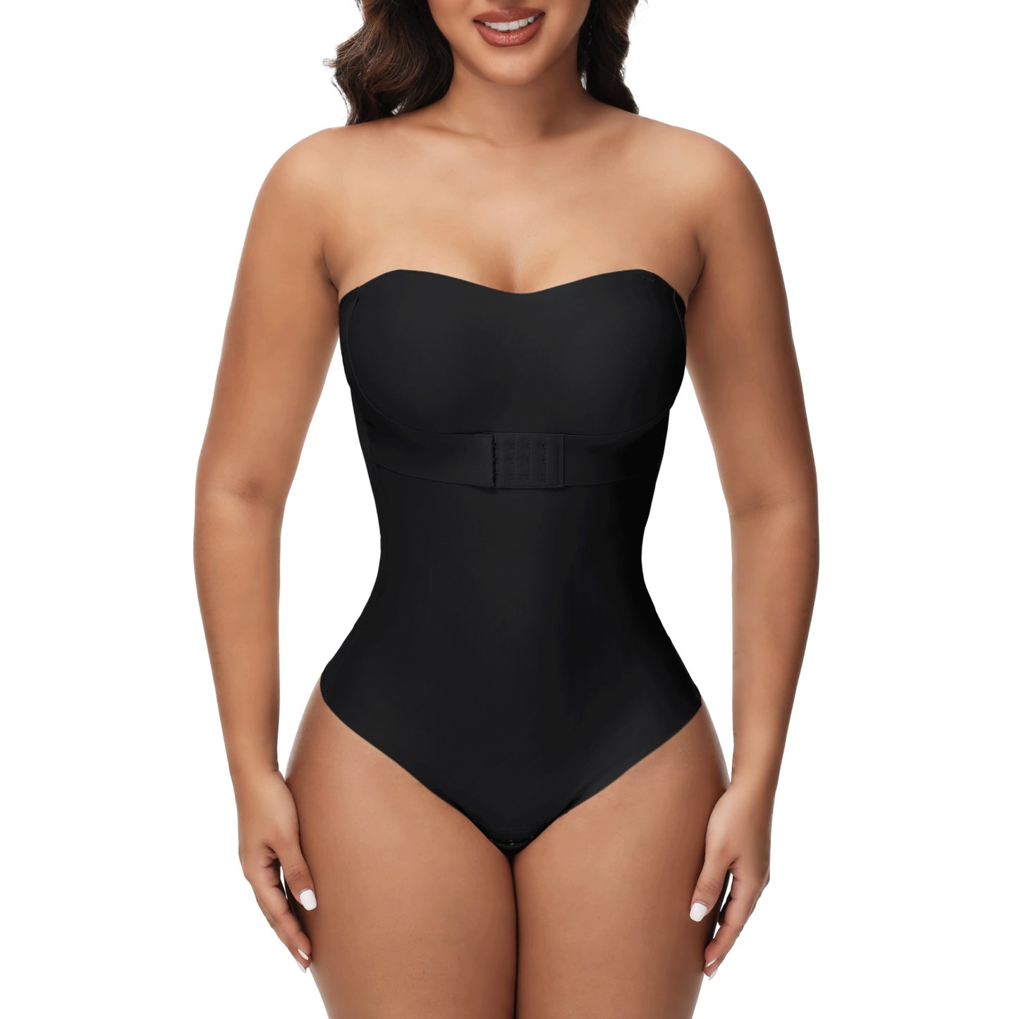 MISS COCOLI Strapless Shapewear Bodysuits for Women with Built in Bra Removable Tummy Control Shapewear Thong Sculpting Body Shaper
