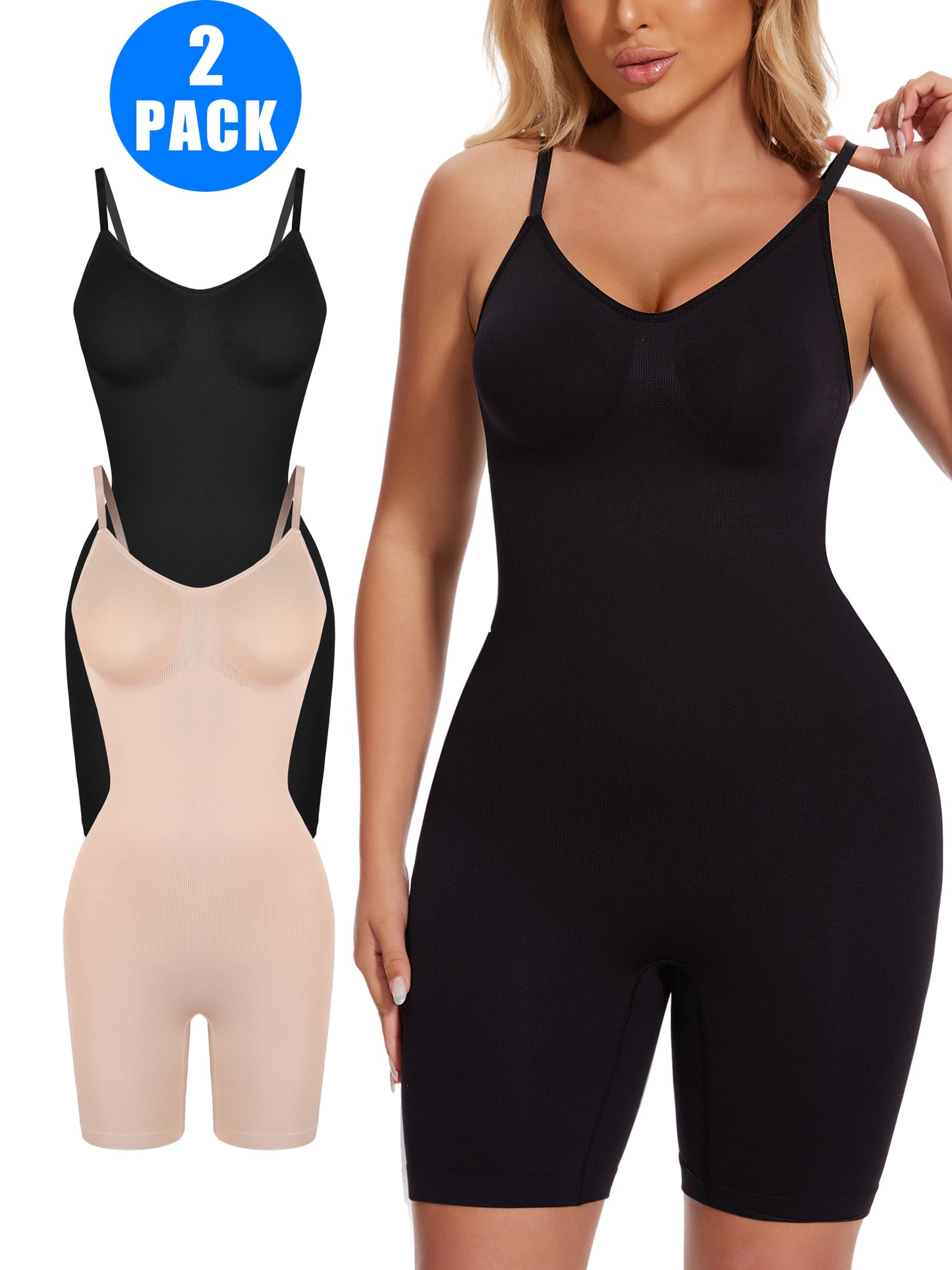 MISS MOLY Women's Control Slip Shapers Full Body Shapewear Bodysuits Seamless Thigh Slimmer One Piece Jumpsuit