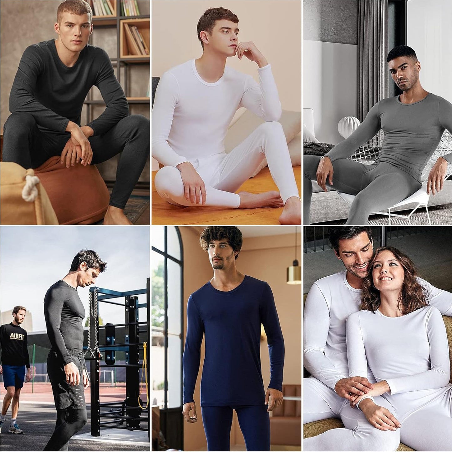Lalamelon Men's Thermal Underwear Sets Top & Long Johns Breathable Quick Drying Thermo Base Layer