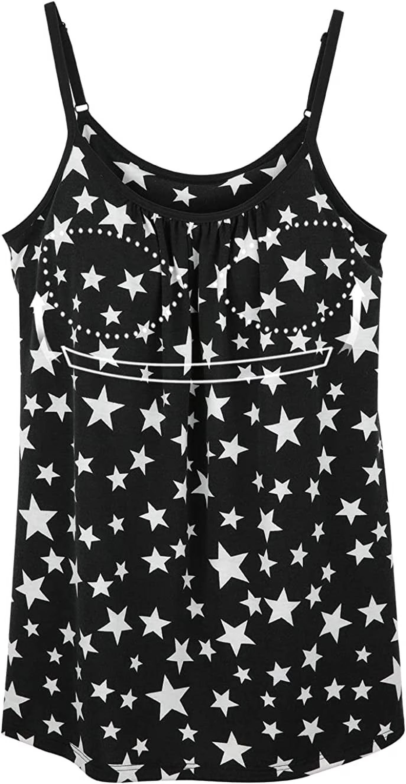 COMFREE Women's Camisole with Built in Bra Plus Size Tank Top Cami Flowy Casual Tops with Adjustable Strap (S-4XL)