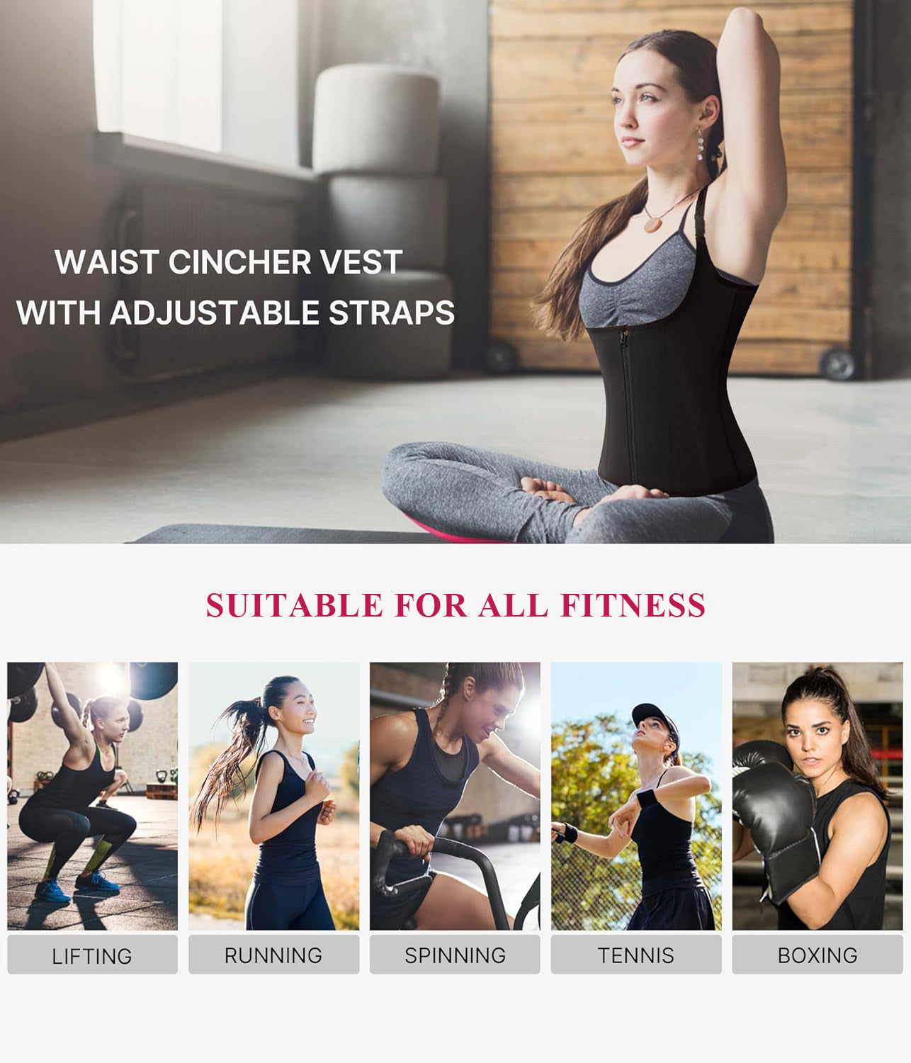 MANIFIQUE Waist Trainer for Women Corset Tops Tummy Control Shapewear Sport Girdle Workout Beige Vest