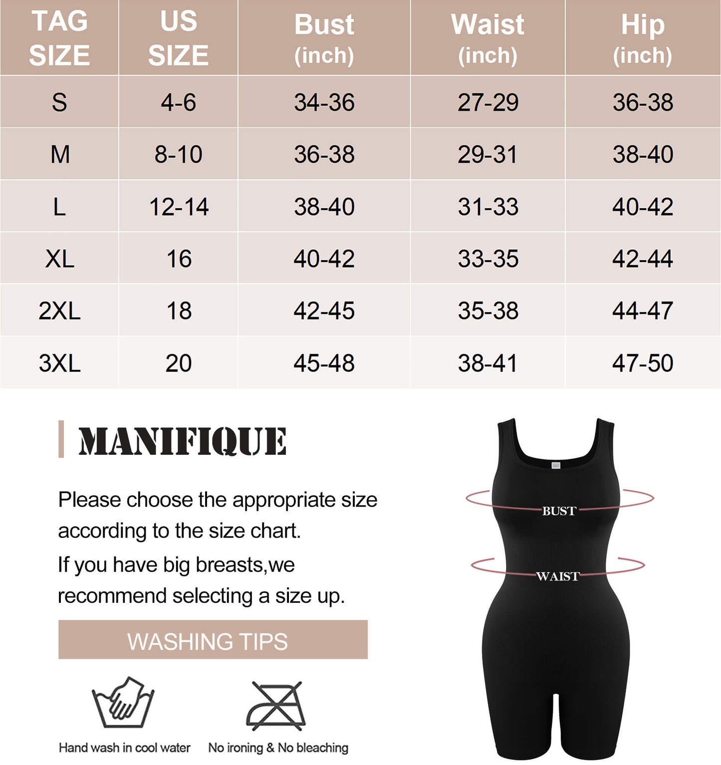 MANIFIQUE Women's Shaping Mid-Thigh Bodysuit Tummy Control Shapewear Body Shaper