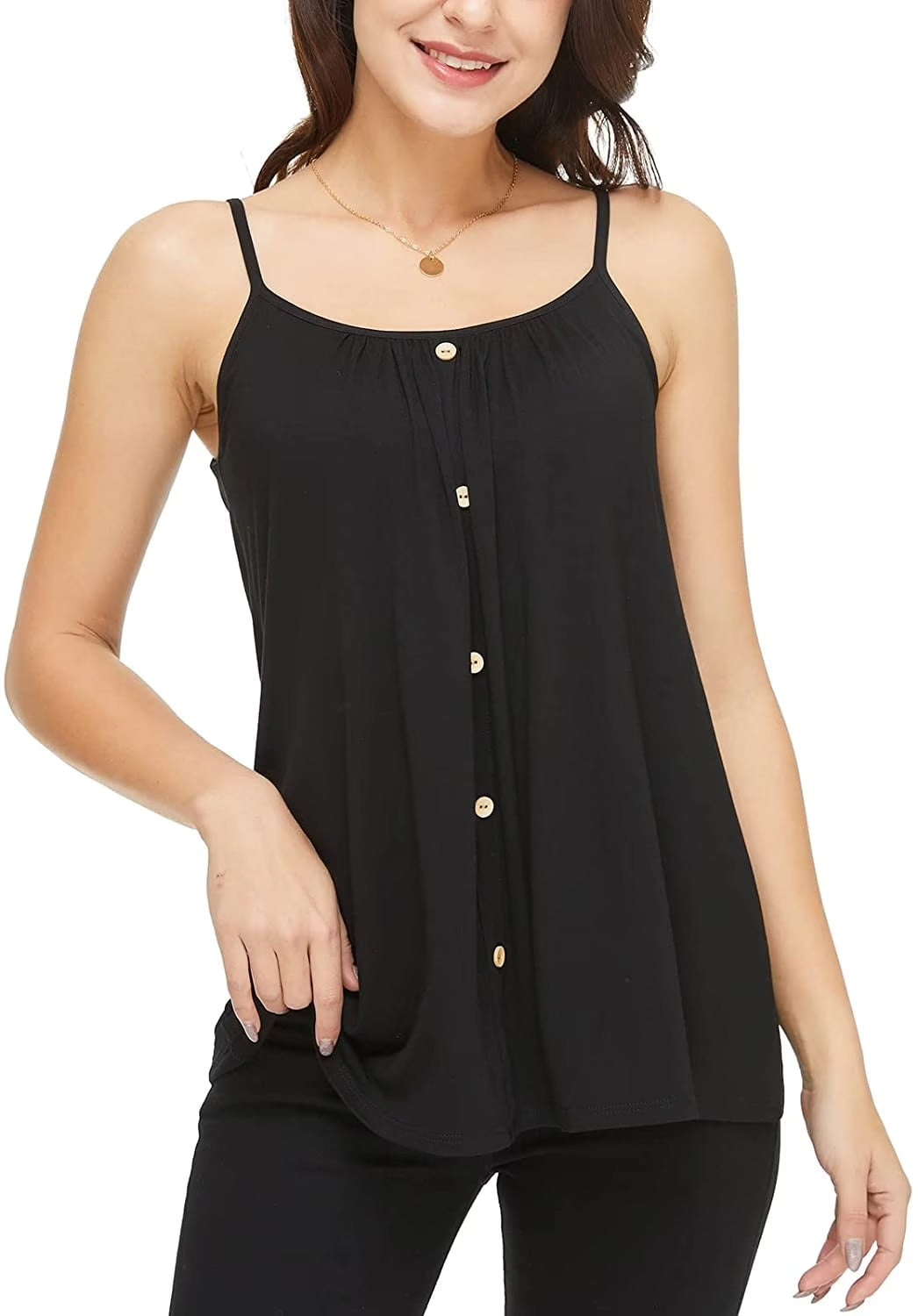 COMFREE Women's Camisole with Built in Bra Plus Size Tank Top Cami Flowy Casual Tops with Adjustable Strap (S-4XL)