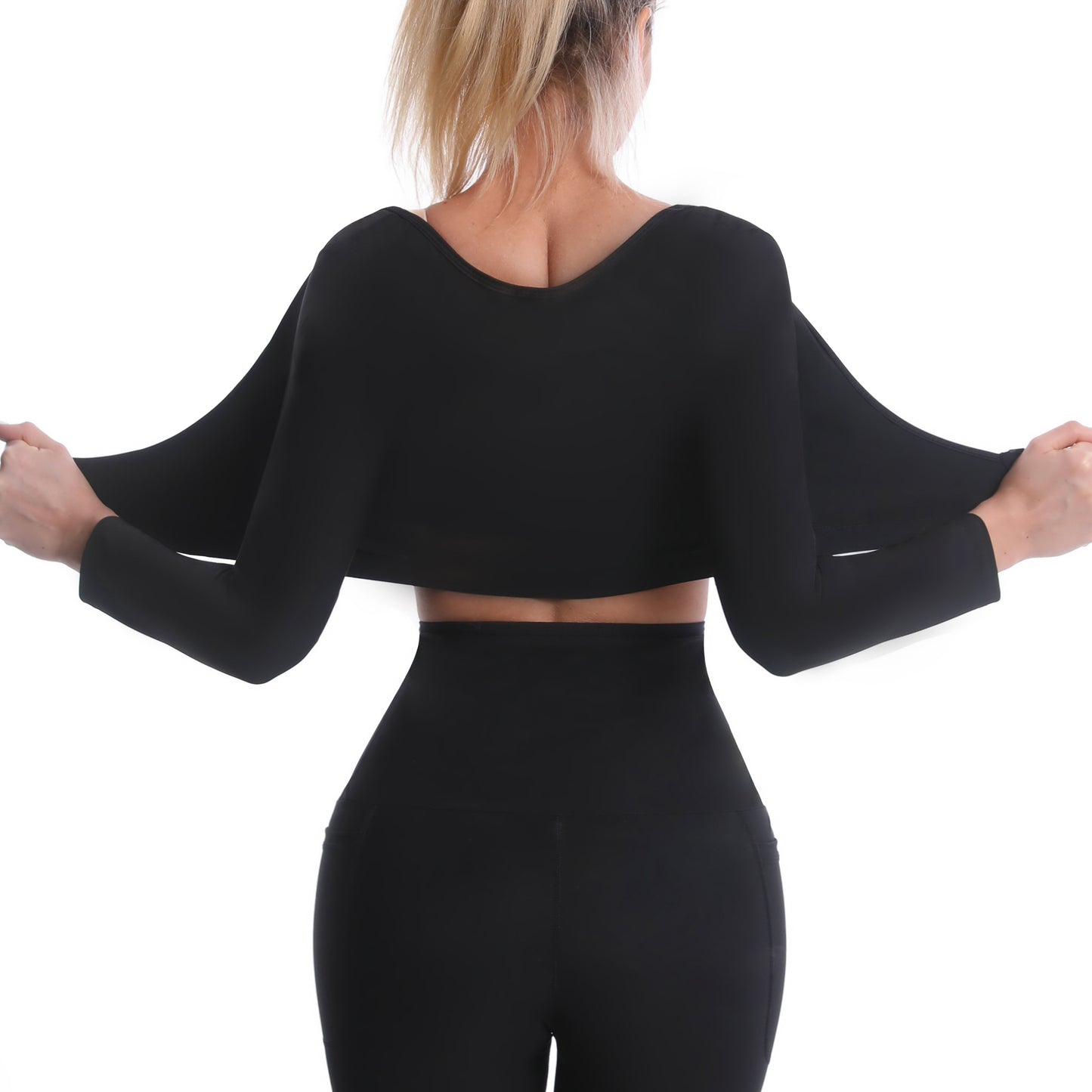 MISS COCOLI Sauna Suit for Women Back Arm Shaper Slim Sweat Vest Belly Workout Long Sleeve Snap Waist Trainer