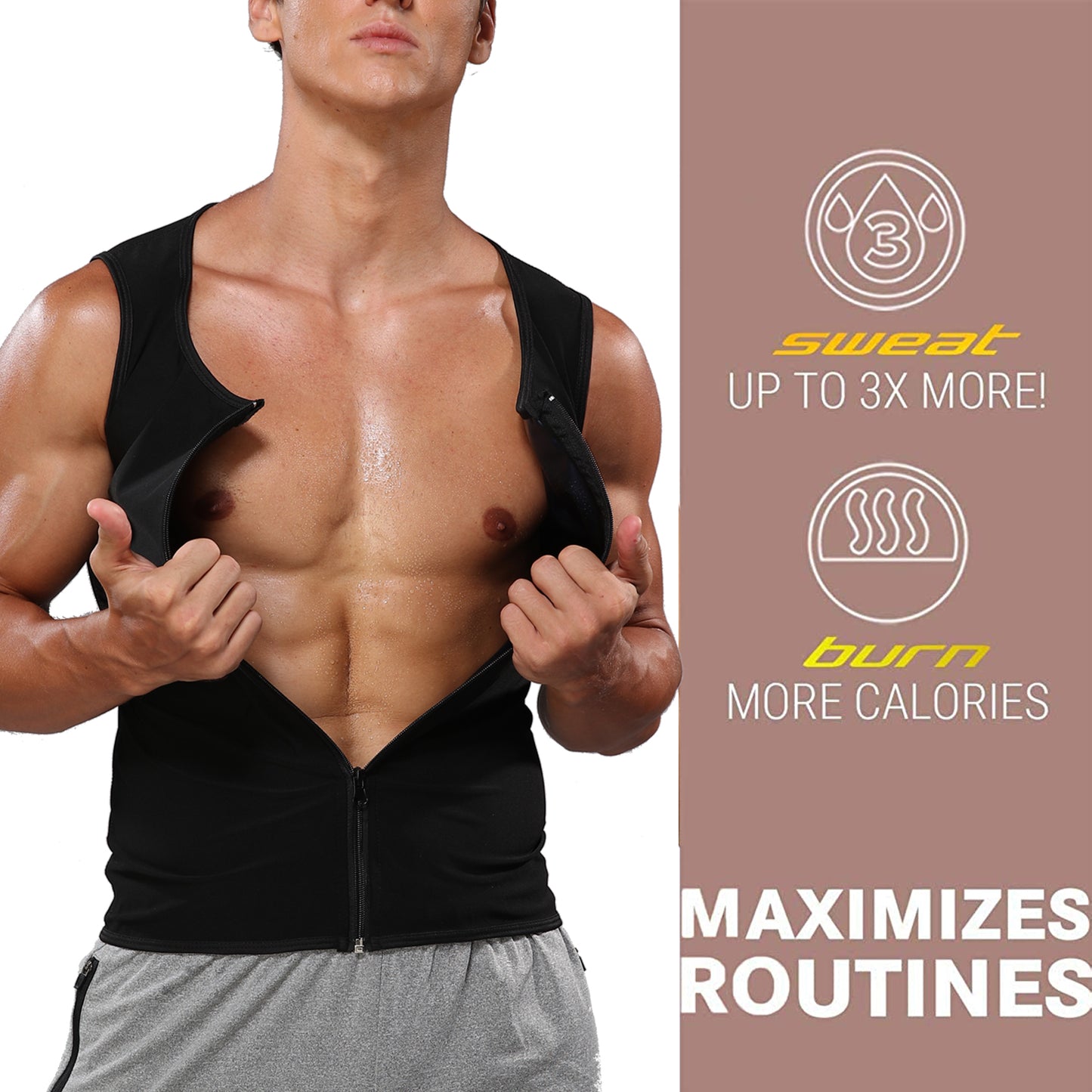 LALAMELON Sweat Vest for Men Waist Trainer Sauna Vest Body Shaper Polymer Zipper Sauna Tank Top Workout Shirt