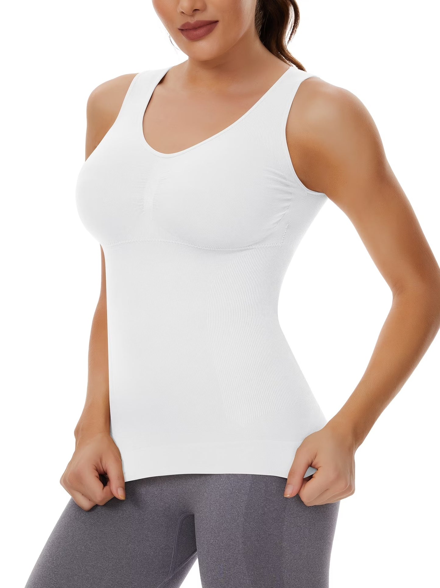 COMFREE Shapewear Camisoles with Built in Bra Tummy Control Compression Tank Tops for Women Body Shaper Padded Tanks