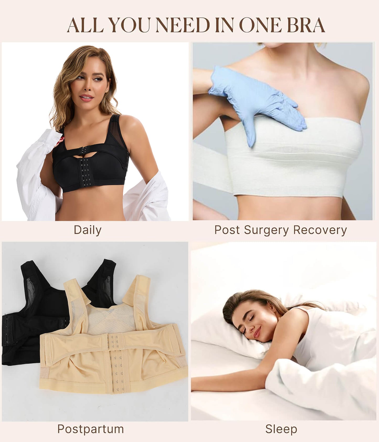 MANIFIQUE Surgical Bra Compression Post Surgery Bra for Women Front Closure Bra with Breast Support Band