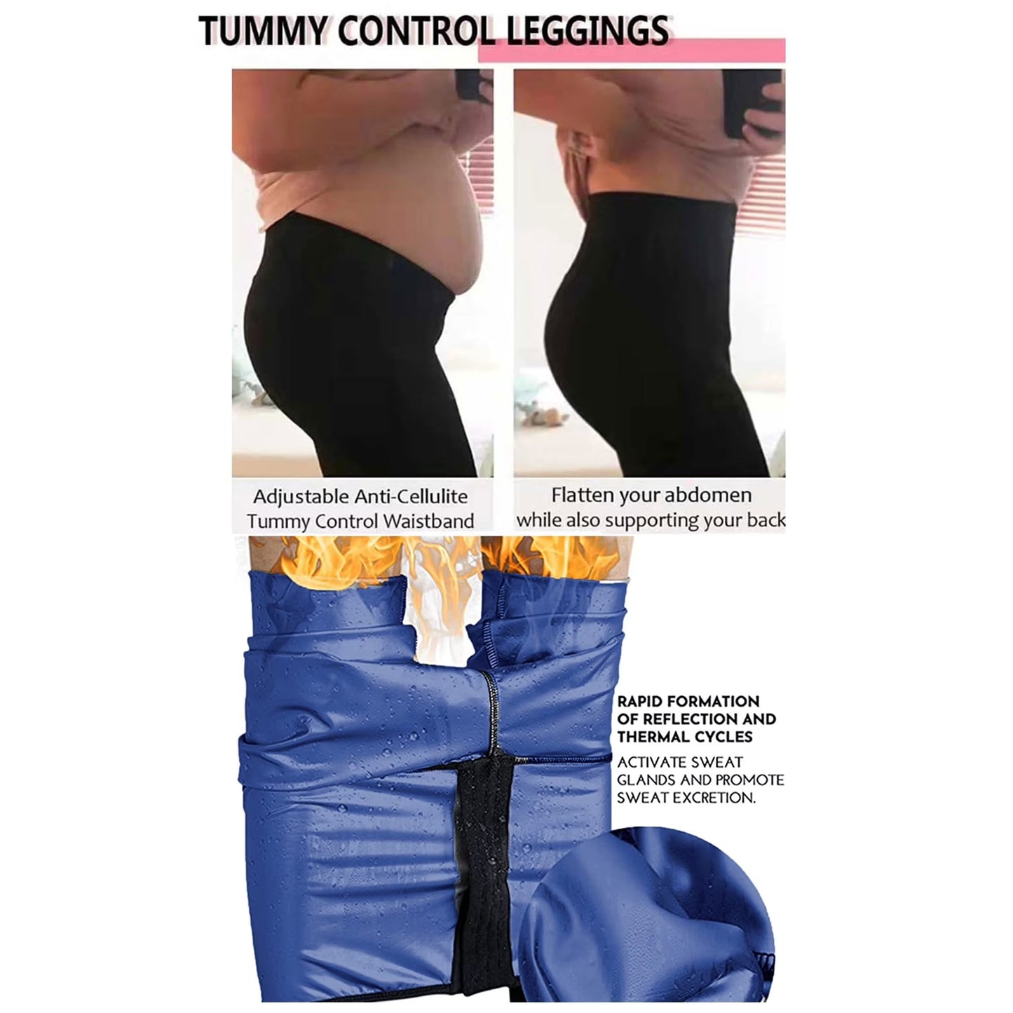 COMFREE Sauna Sweat Suit for Women High Waist Compression Leggings Waist Trainer Body Shaper Sauna Suit