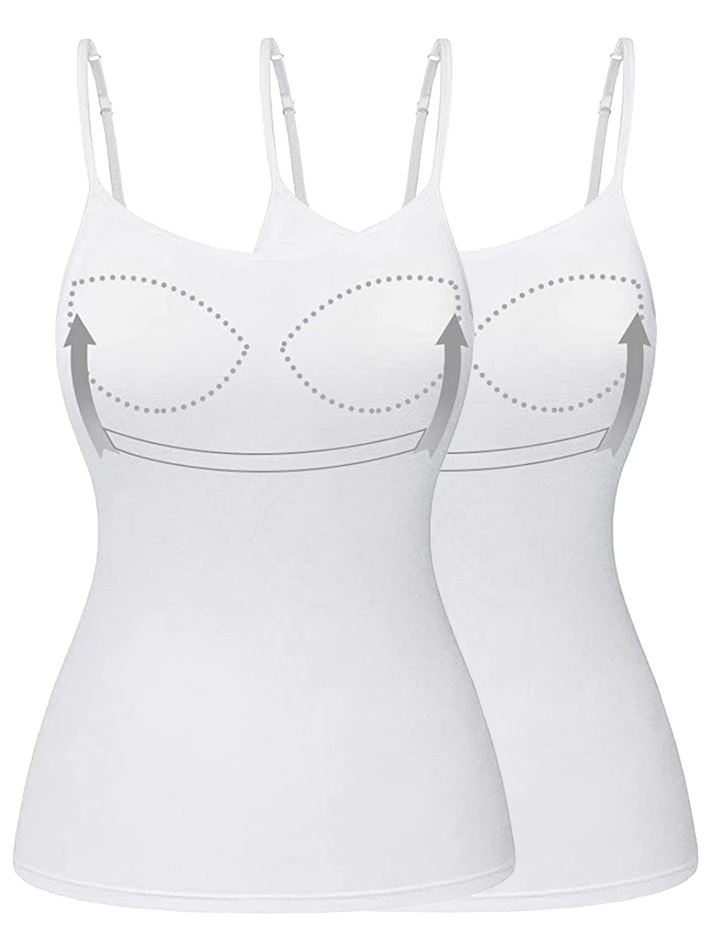 COMFREE Camisole with Built in Bra for Women Plus Size Tank Tops Wide Strap Tops(S-3XL)
