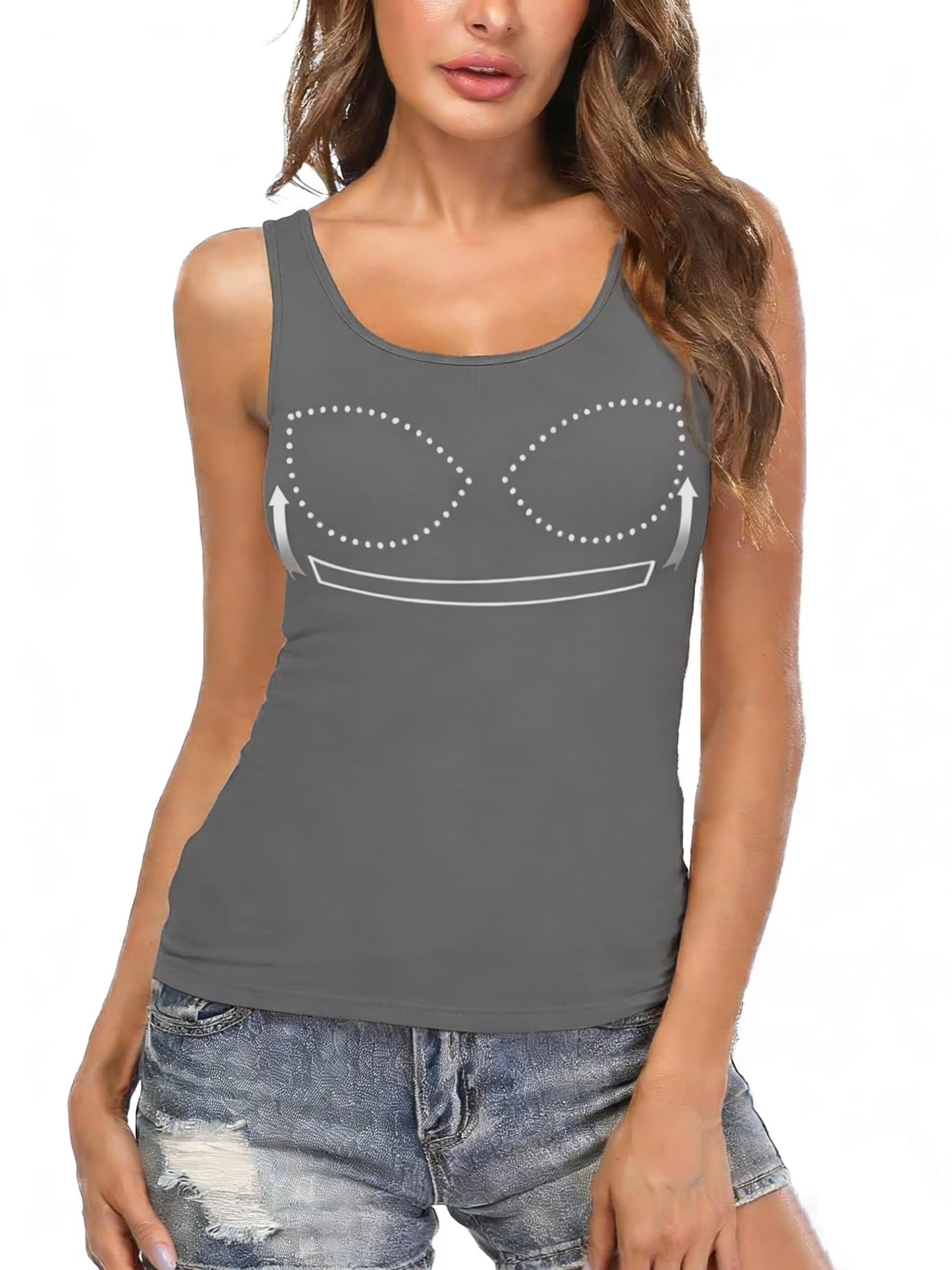 CARCOS Womens Tank Tops with Built in Shelf Bra Plus Size Basic Stretchy Padded Camisole Casual Layering Tanks Undershirt