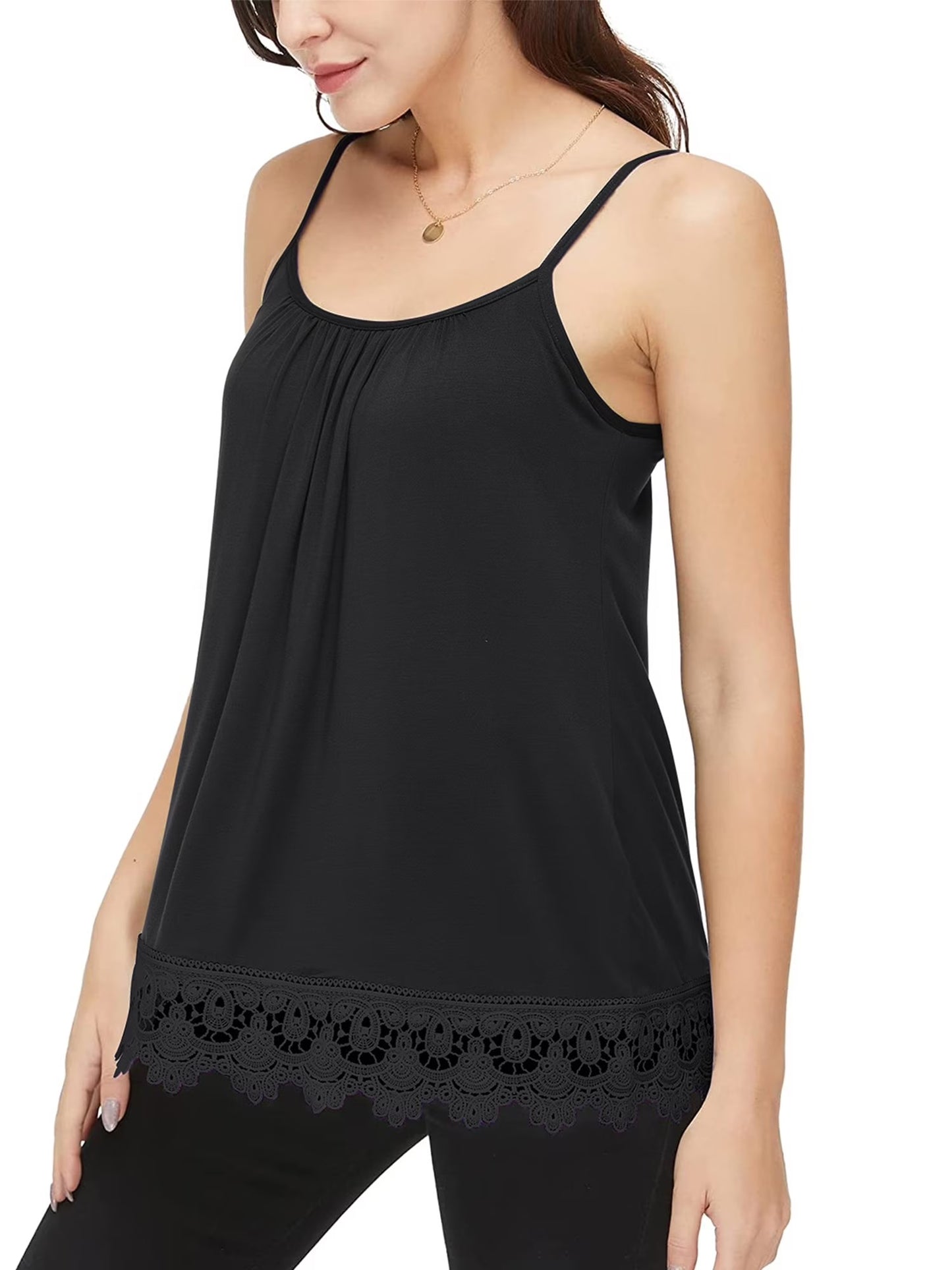 COMFREE Women's Camisole with Built in Bra Plus Size Tank Top Cami Flowy Casual Tops with Adjustable Strap (S-4XL)