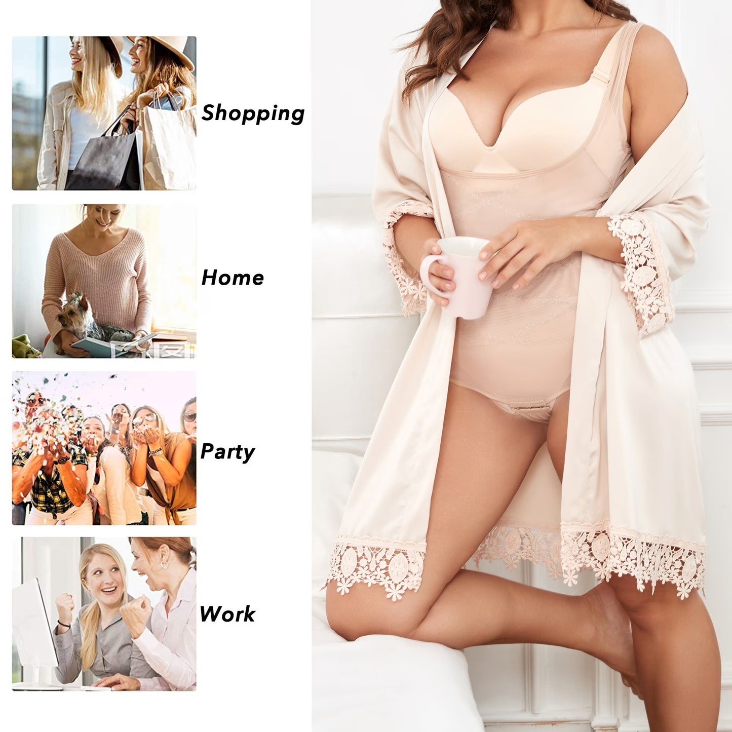 MISS COCOLI Shapewear for Women Waist Trainer Tummy Control Plus Size Body Shaper Compression Bodysuit