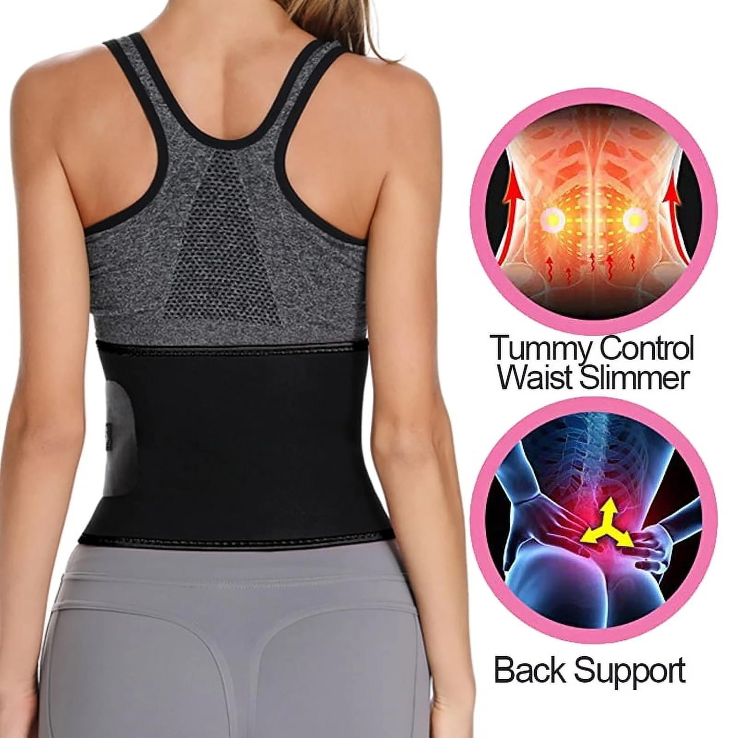 FITVALEN Sweat Waist Trimmer for Women Premium Tummy Control Girdle Neoprene Ab Belt Sauna Suit