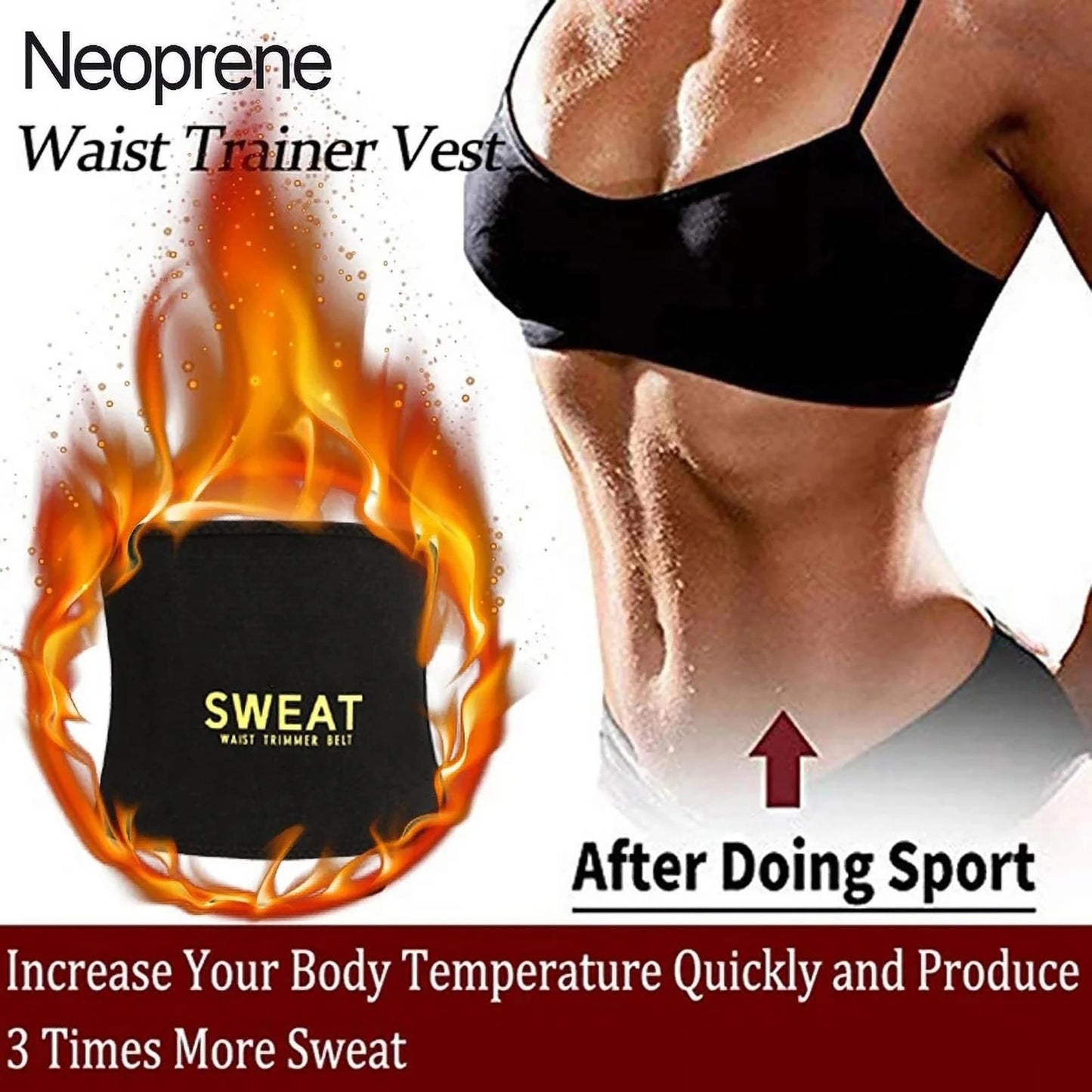 FITVALEN Sweat Waist Trimmer for Women Premium Tummy Control Girdle Neoprene Ab Belt Sauna Suit