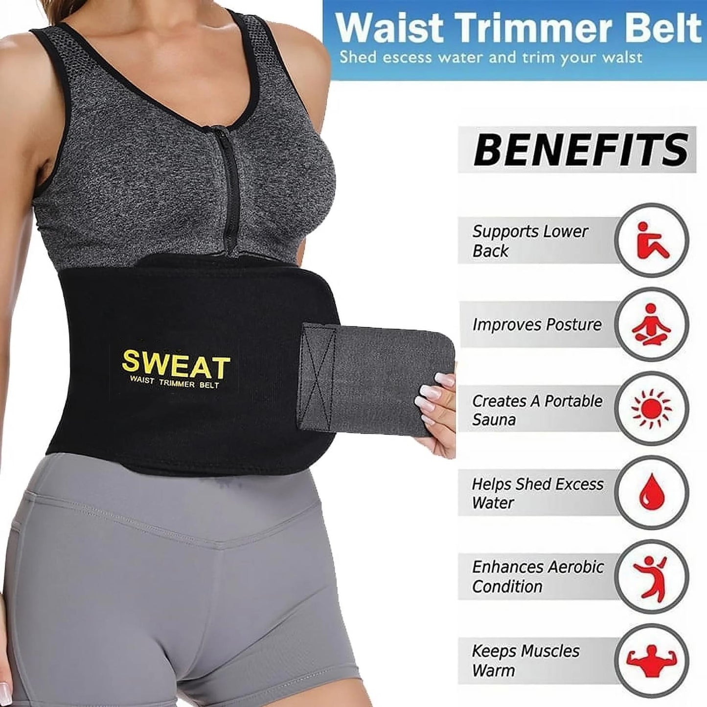 FITVALEN Sweat Waist Trimmer for Women Premium Tummy Control Girdle Neoprene Ab Belt Sauna Suit
