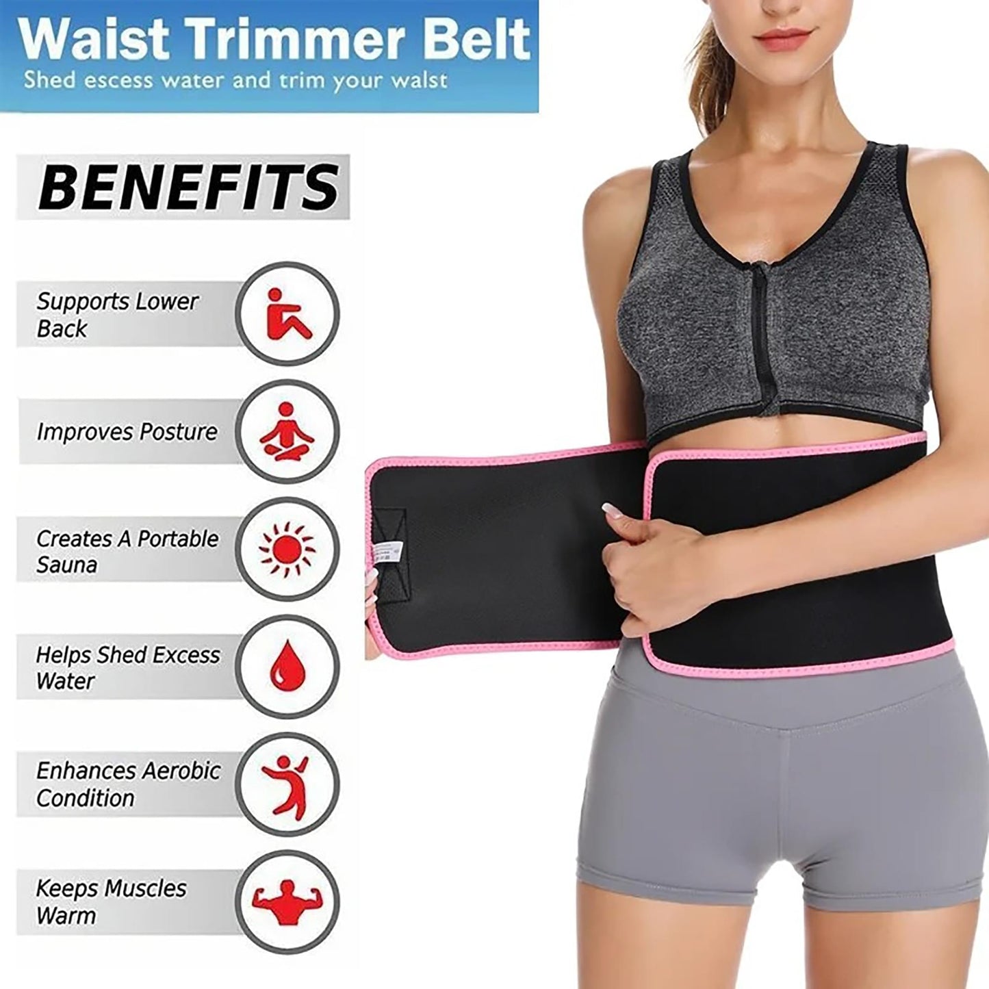 FITVALEN Sweat Waist Trimmer for Women Premium Tummy Control Girdle Neoprene Ab Belt Sauna Suit