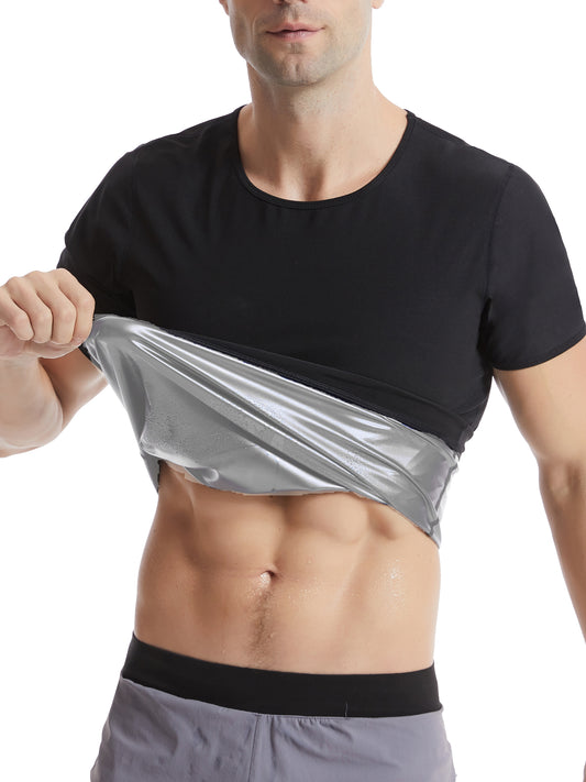 Lalamelon Men's Sauna Suit Shirt Heat Trapping Sweat Compression Shapewear Top Workout Shaper
