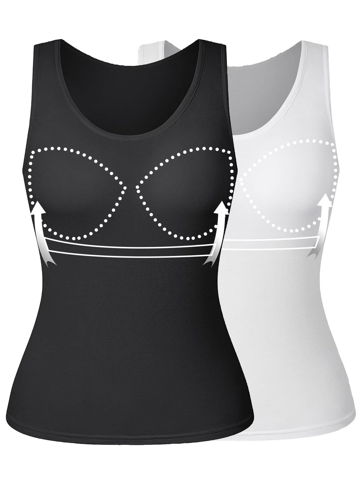 COMFREE Camisole with Built in Bra for Women Plus Size Tank Tops Wide Strap Tops(S-3XL)