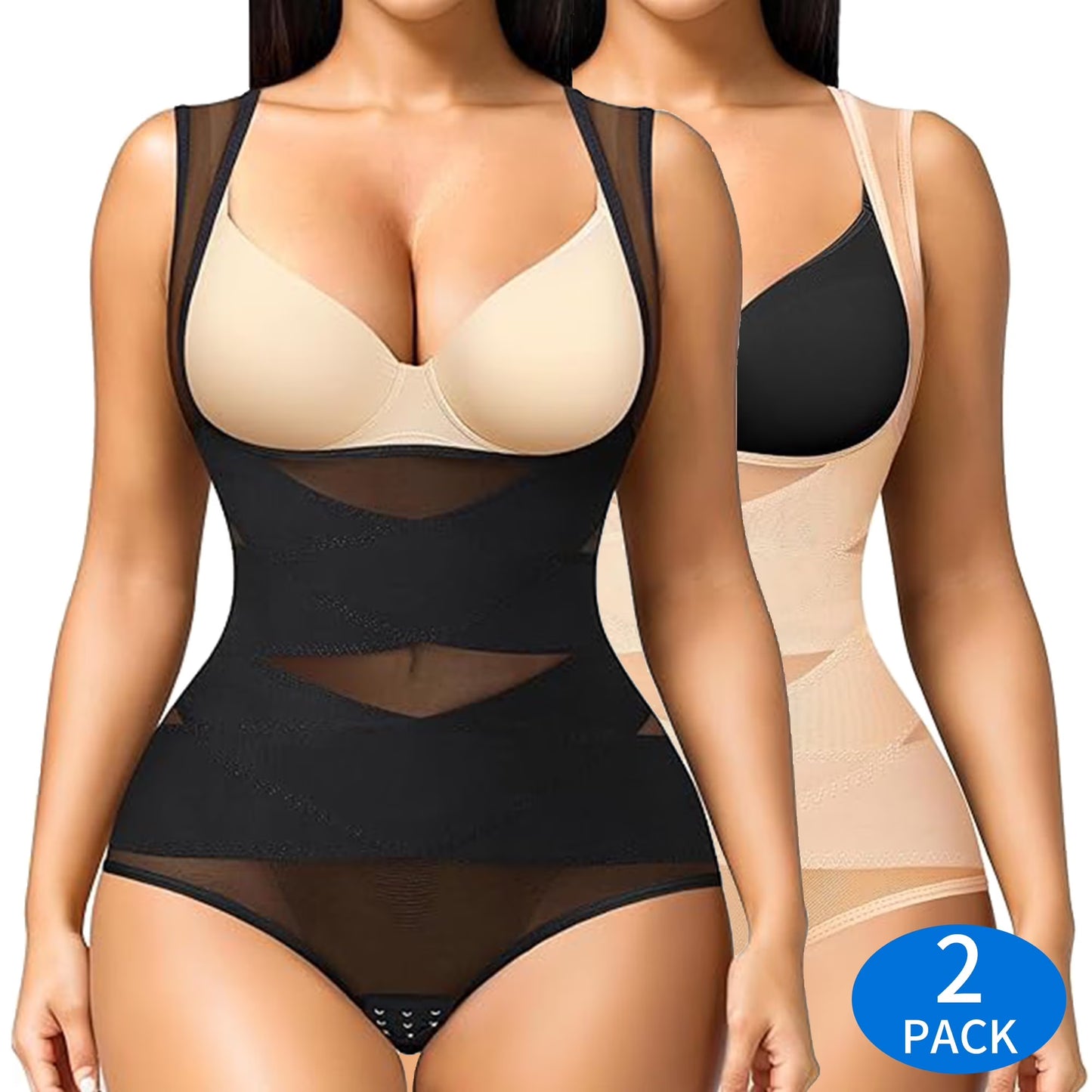 MISS COCOLI Shapewear for Women Waist Trainer Tummy Control Plus Size Body Shaper Compression Bodysuit