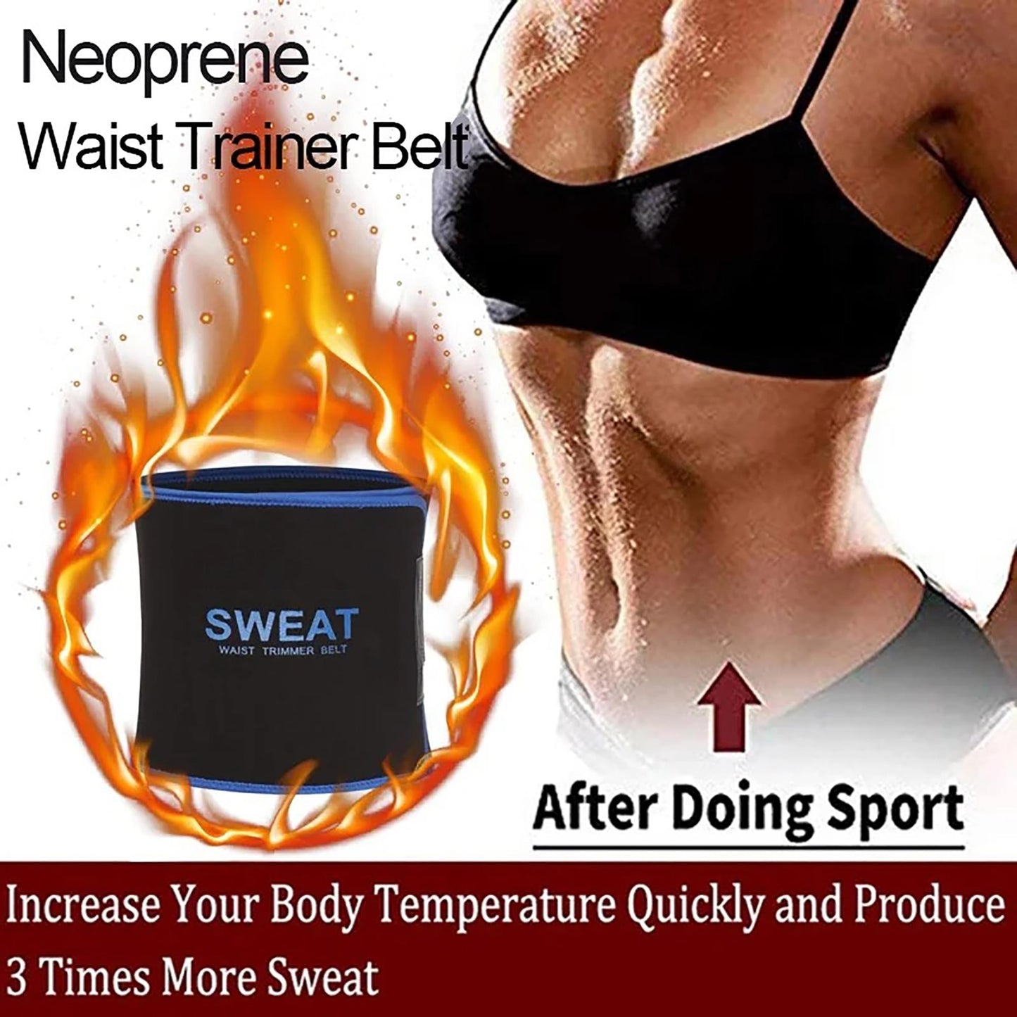 FITVALEN Sweat Waist Trimmer for Women Premium Tummy Control Girdle Neoprene Ab Belt Sauna Suit