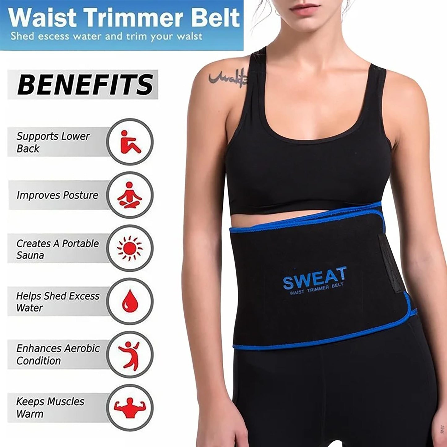 FITVALEN Sweat Waist Trimmer for Women Premium Tummy Control Girdle Neoprene Ab Belt Sauna Suit