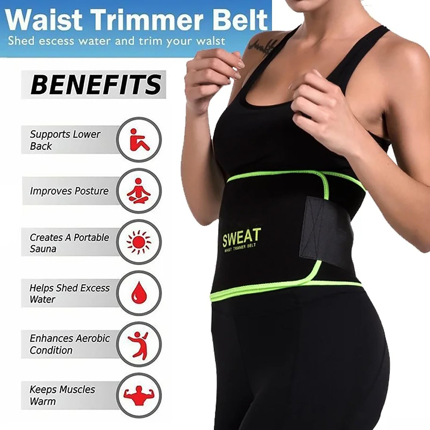 FITVALEN Sweat Waist Trimmer for Women Premium Tummy Control Girdle Neoprene Ab Belt Sauna Suit