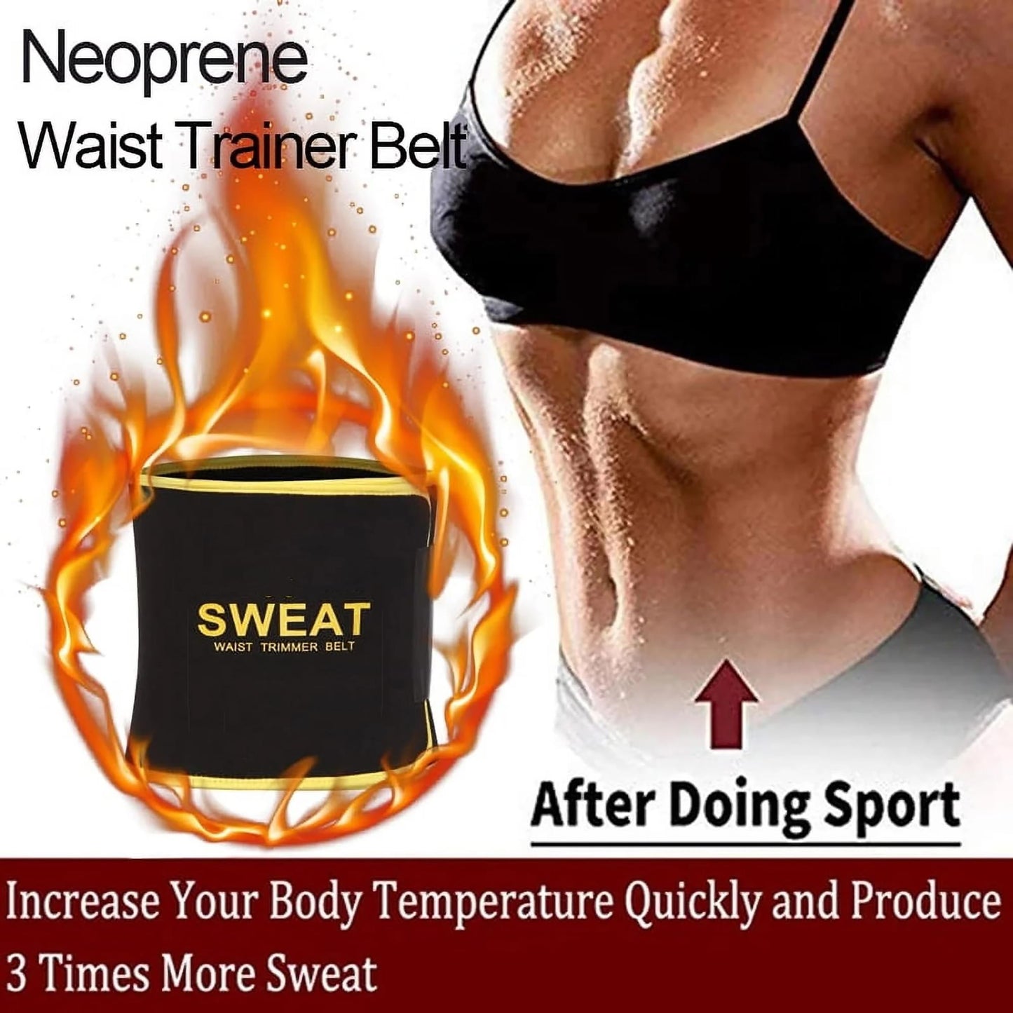 FITVALEN Sweat Waist Trimmer for Women Premium Tummy Control Girdle Neoprene Ab Belt Sauna Suit