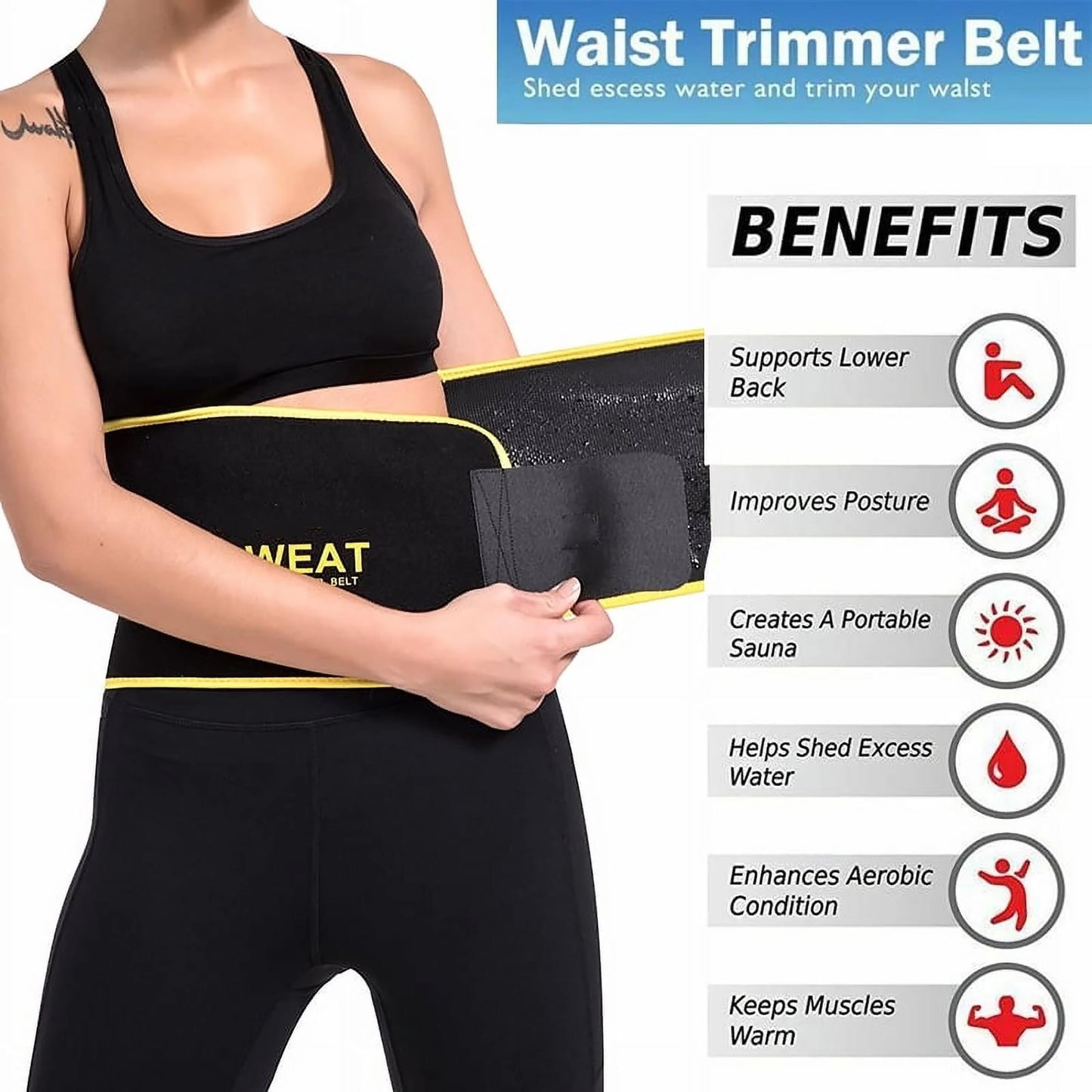 FITVALEN Sweat Waist Trimmer for Women Premium Tummy Control Girdle Neoprene Ab Belt Sauna Suit