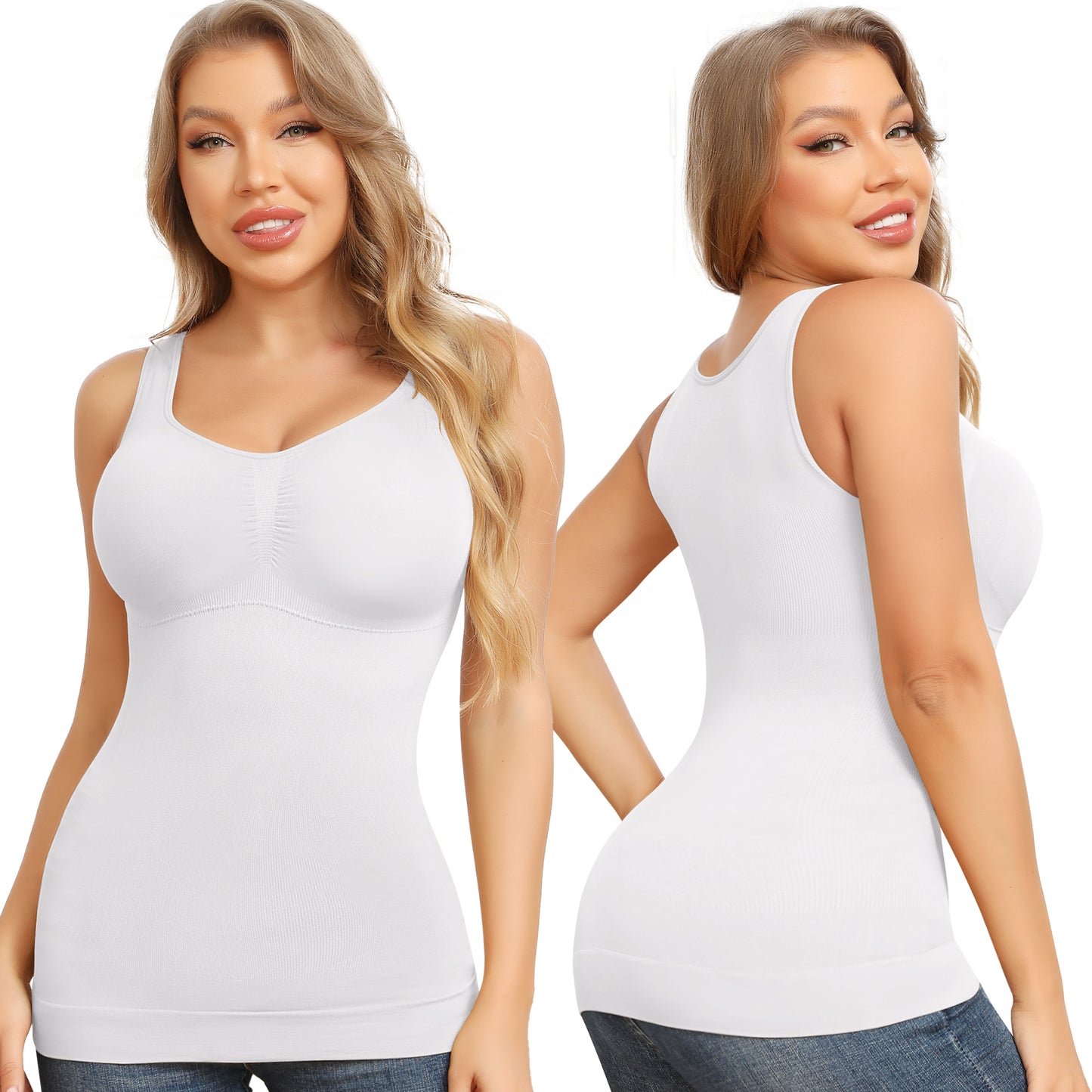 Women'S Seamless Shapewear Tank Top Compression Undershirt With Built-In Bra For Intimate Underwear