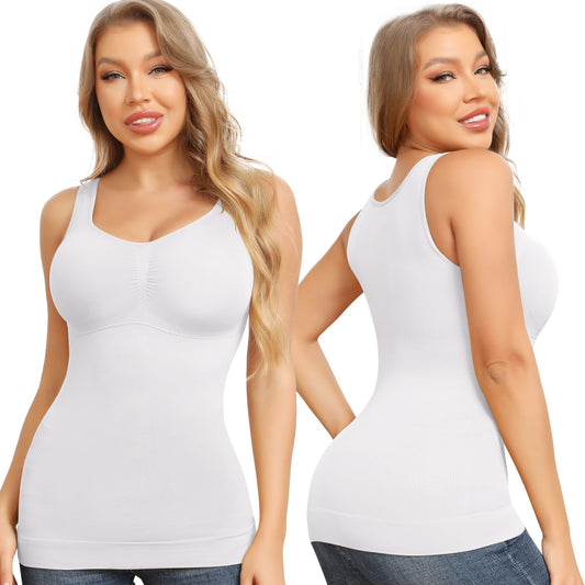 Women'S Seamless Shapewear Tank Top Compression Undershirt With Built-In Bra For Intimate Underwear